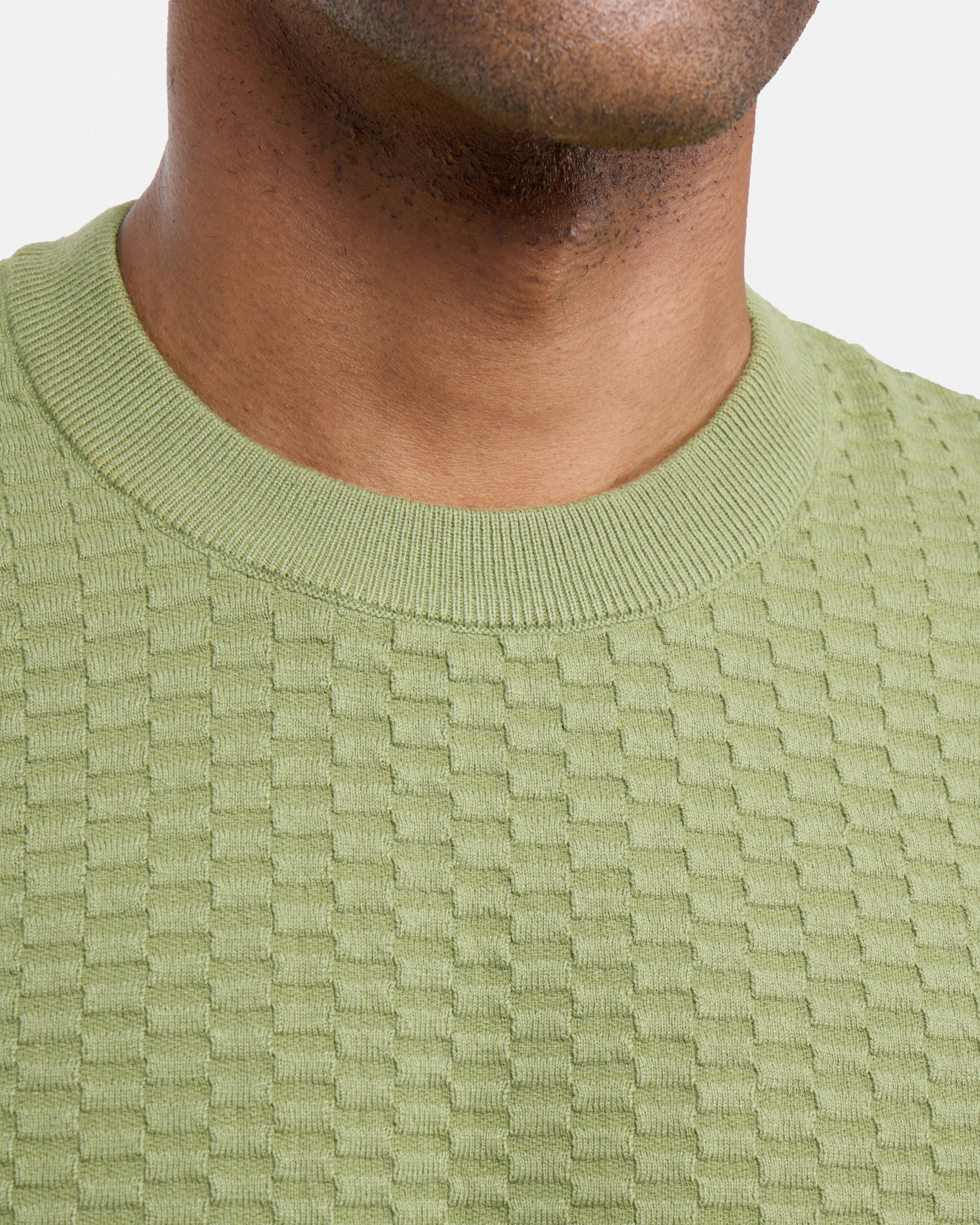#XRSW3100612 Checkered Short Sleeve Crew Sweater-thumbmail-14