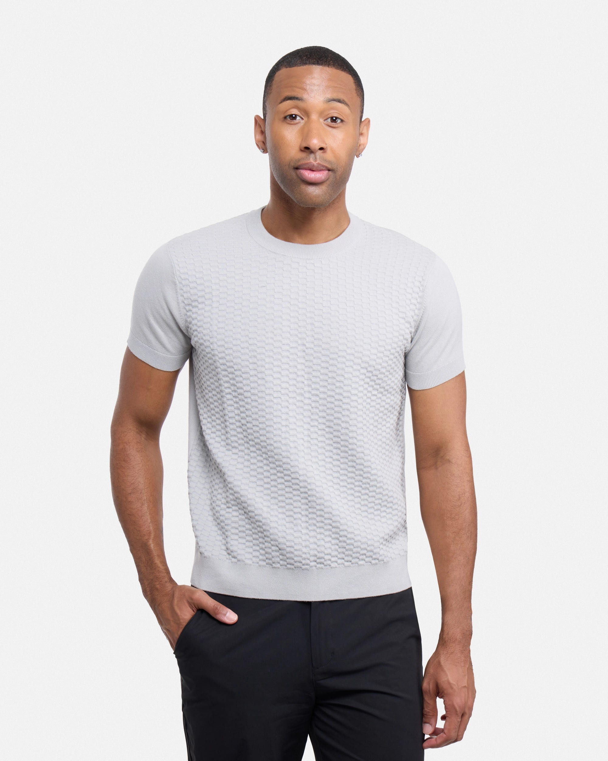 #XRSW3100612 Checkered Short Sleeve Crew Sweater-thumbmail-17
