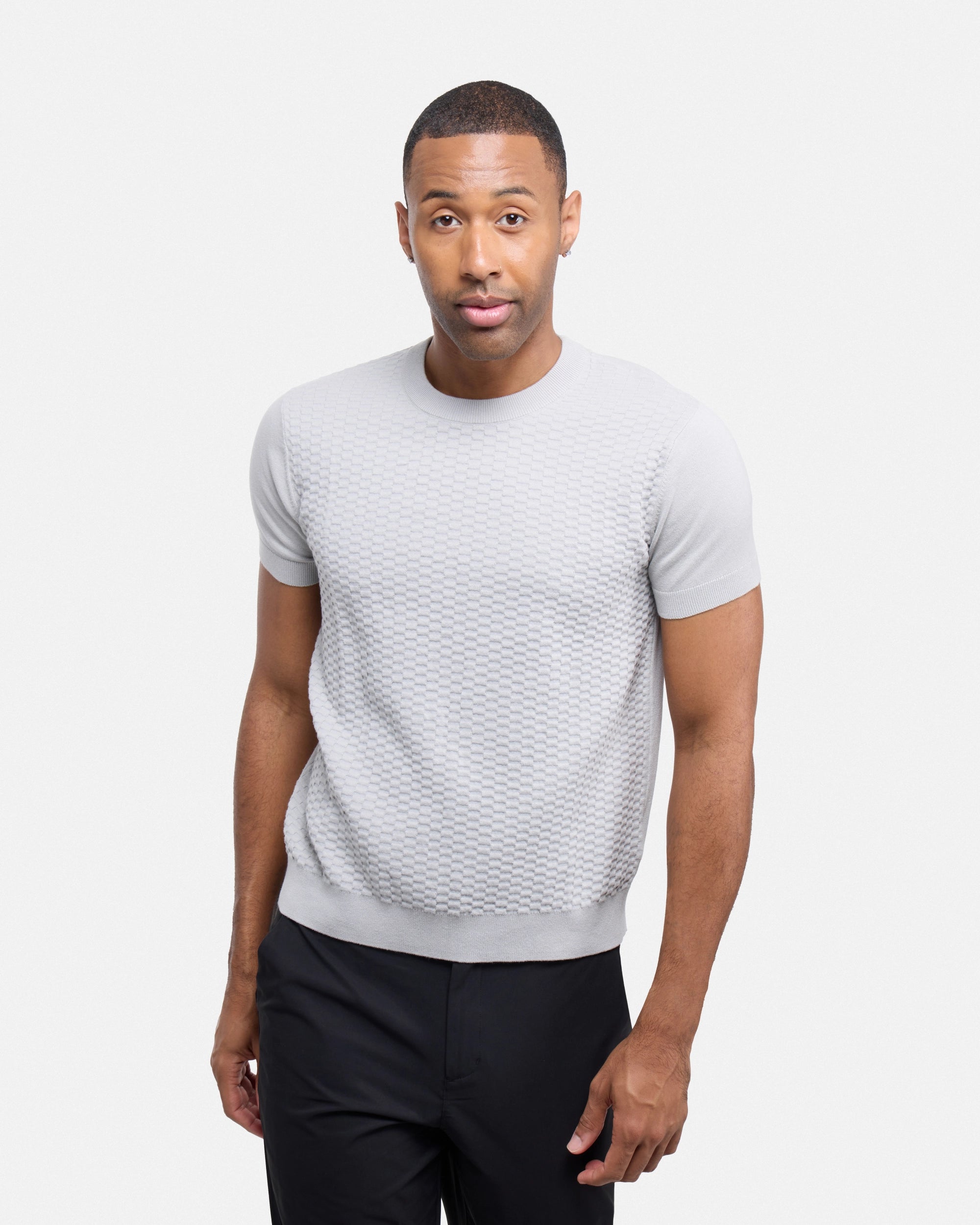#XRSW3100612 Checkered Short Sleeve Crew Sweater-thumbmail-20