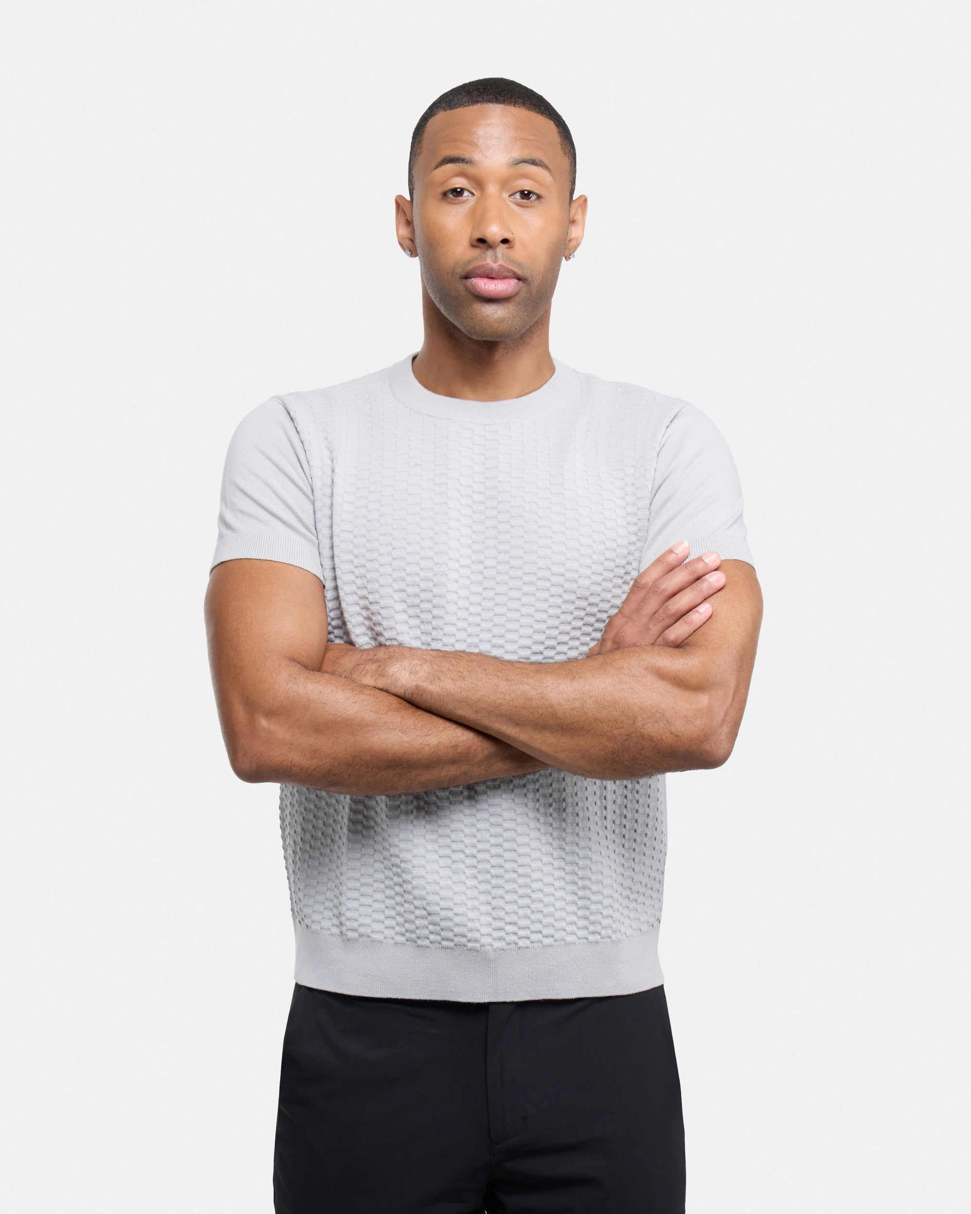 #XRSW3100612 Checkered Short Sleeve Crew Sweater-thumbmail-21
