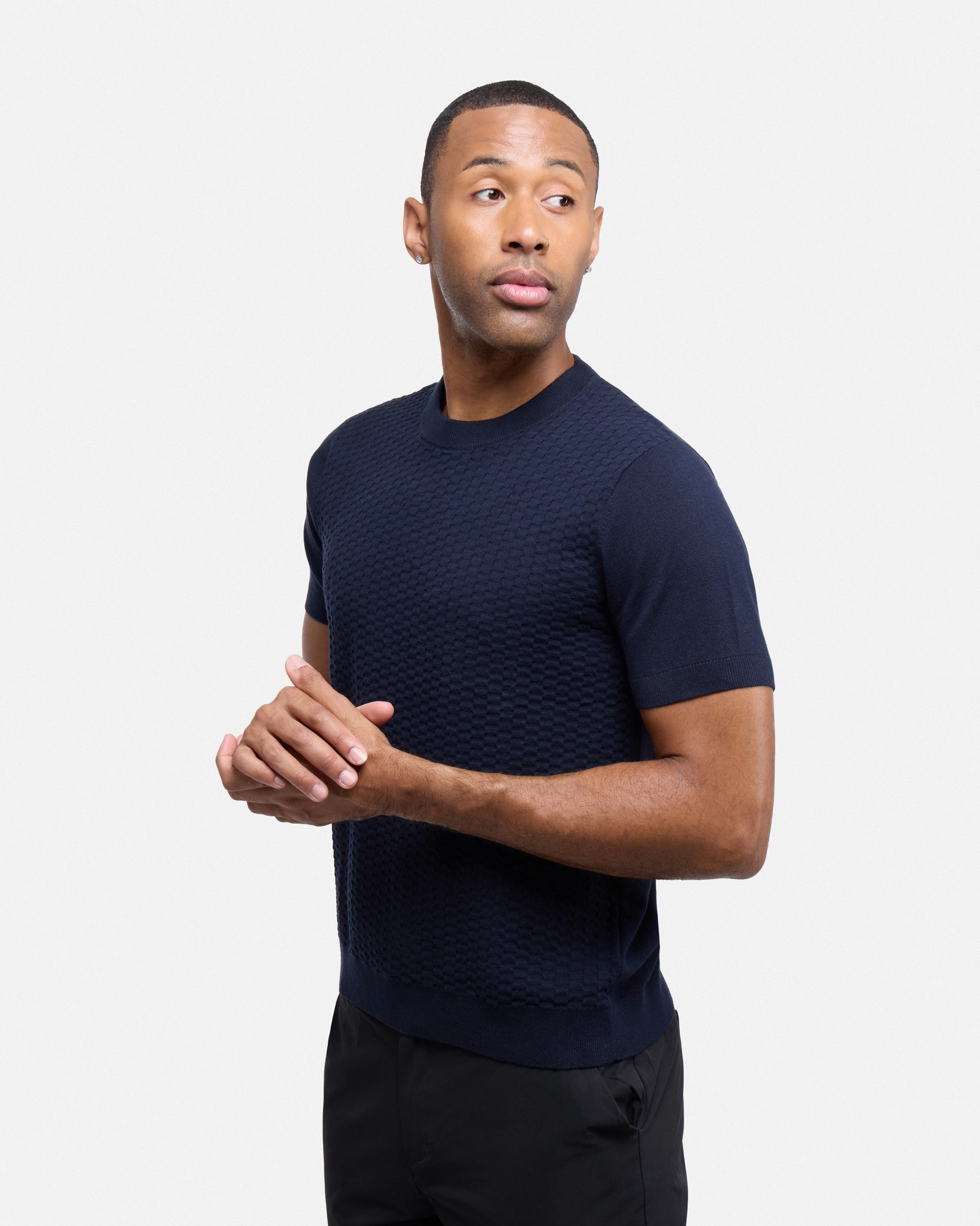 #XRSW3100612 Checkered Short Sleeve Crew Sweater-thumbmail-24