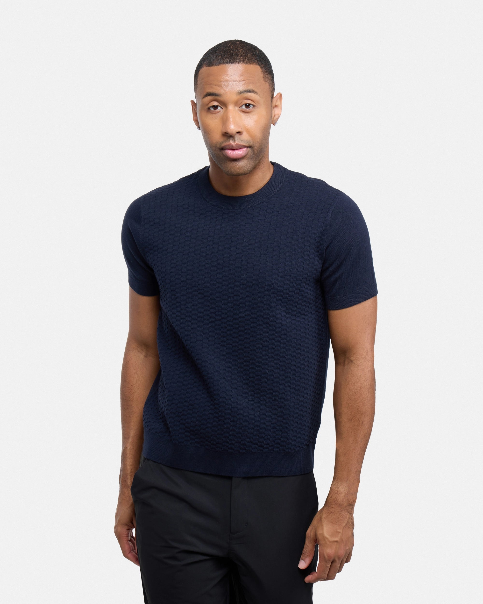 #XRSW3100612 Checkered Short Sleeve Crew Sweater-thumbmail-25