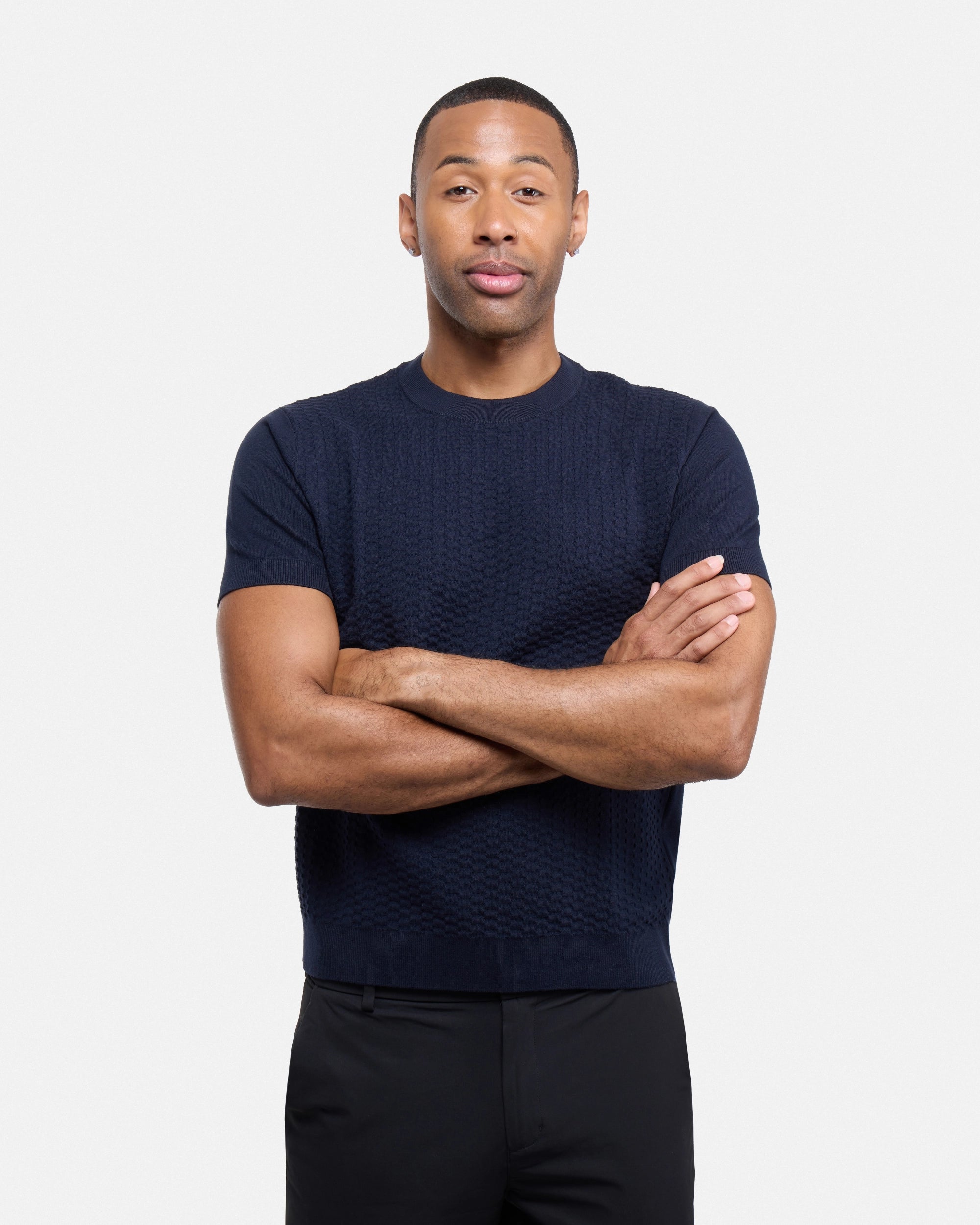 #XRSW3100612 Checkered Short Sleeve Crew Sweater-thumbmail-26