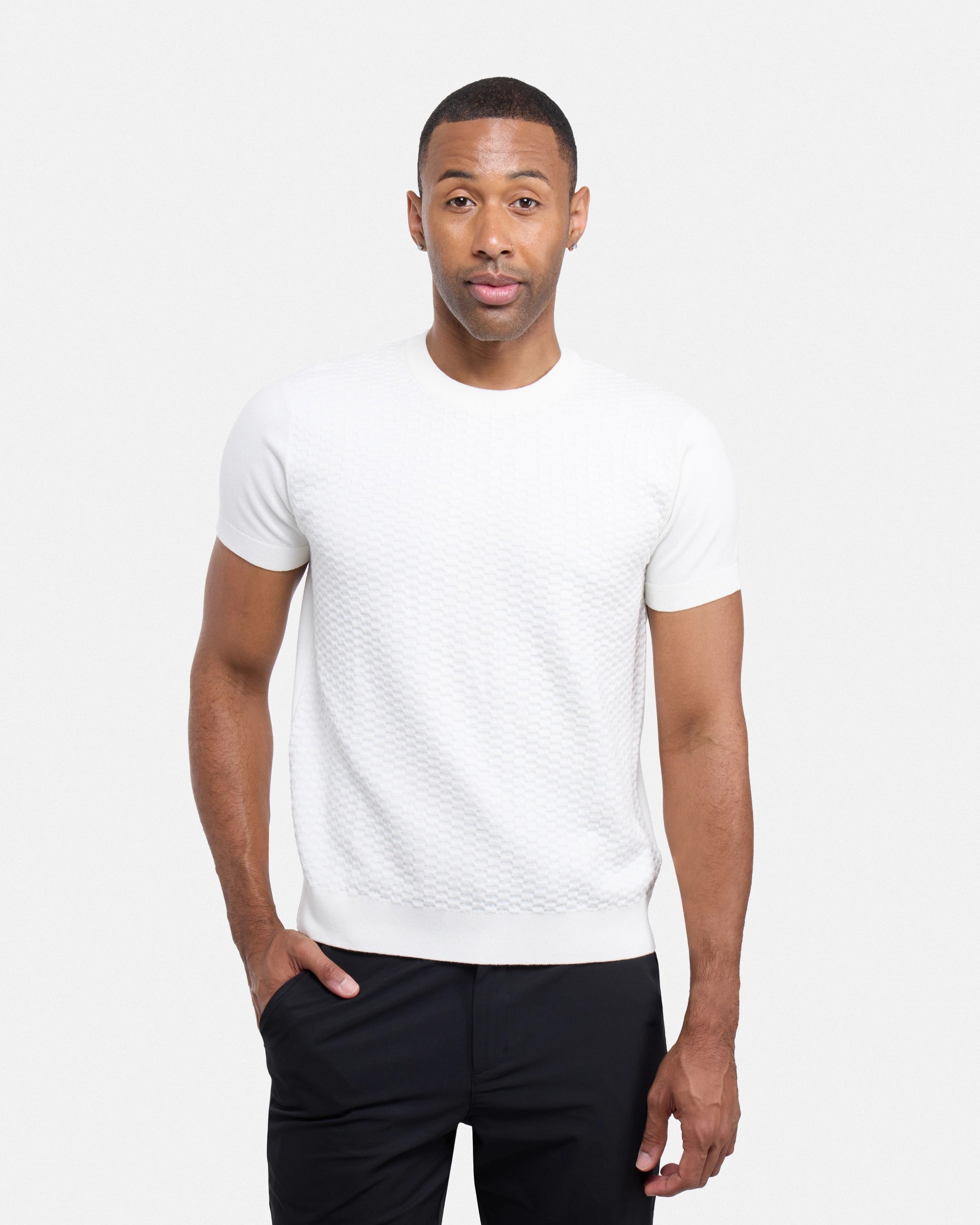 #XRSW3100612 Checkered Short Sleeve Crew Sweater-thumbmail-30
