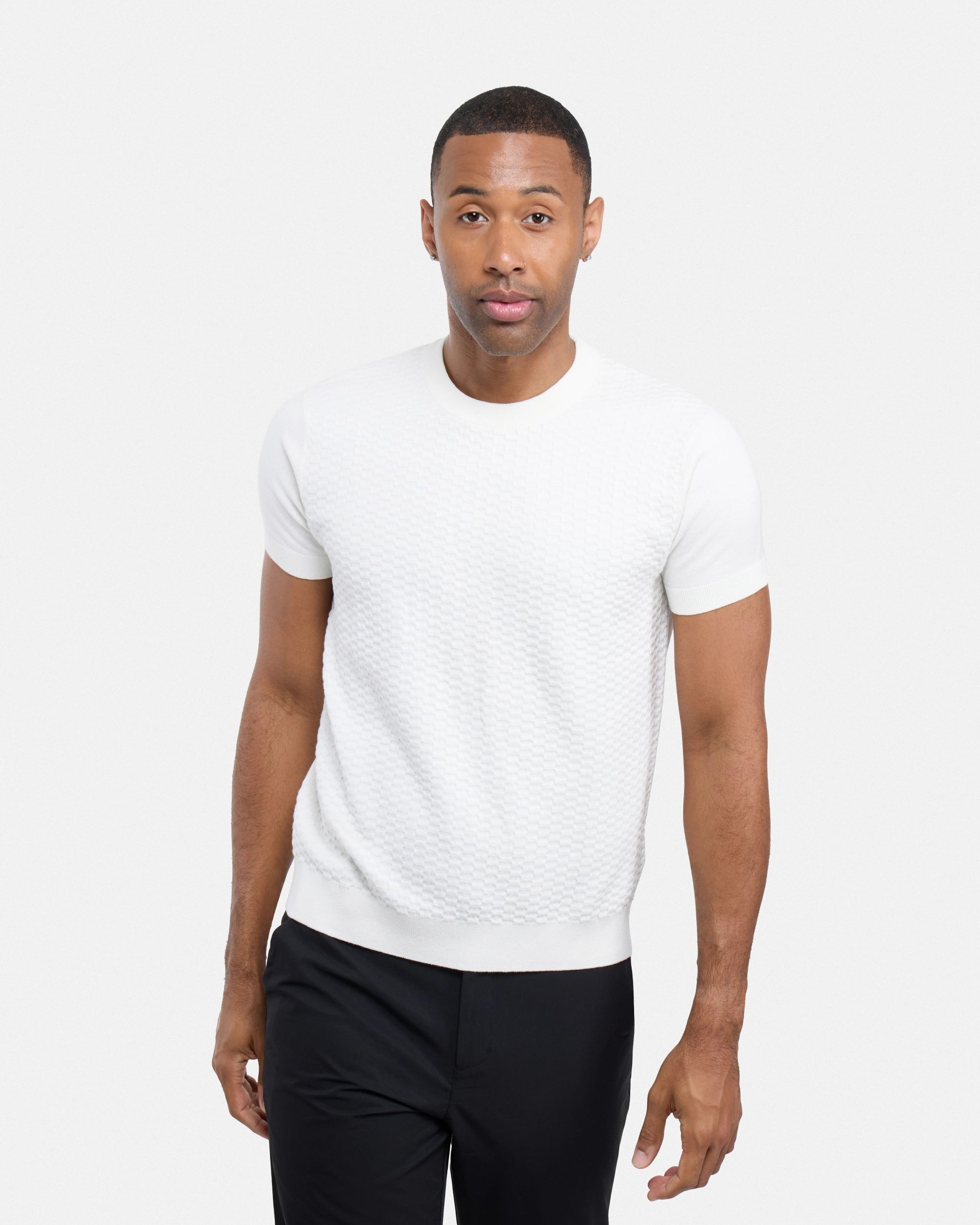 #XRSW3100612 Checkered Short Sleeve Crew Sweater-thumbmail-33