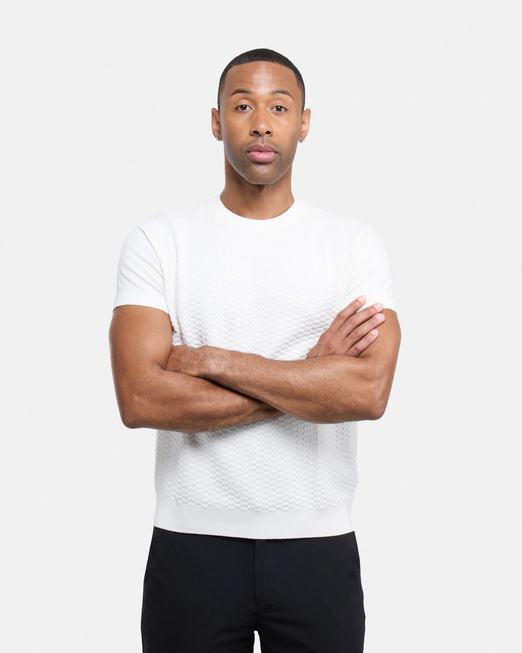 #XRSW3100612 Checkered Short Sleeve Crew Sweater-thumbmail-34