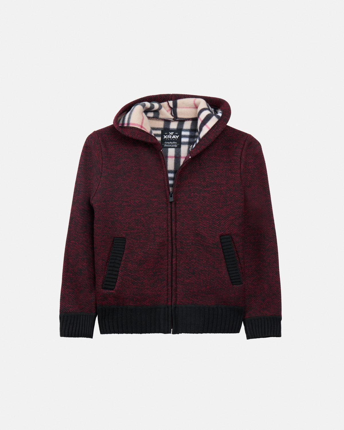 #XRSWB3101596 Boy's Fleece Lined Full Zipper Knitted Hoodie Sweater-thumbmail-7