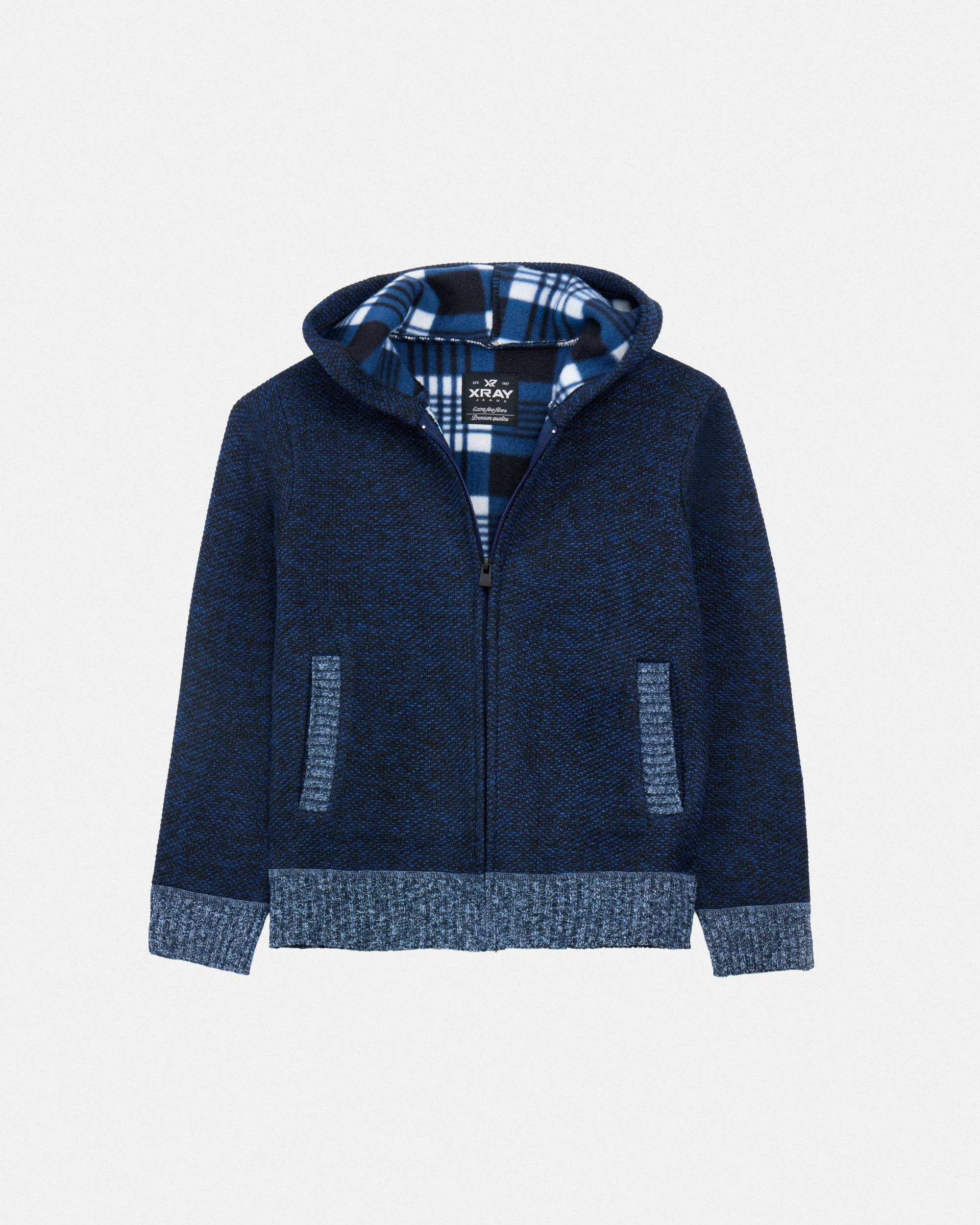 #XRSWB3101596 Boy's Fleece Lined Full Zipper Knitted Hoodie Sweater-thumbmail-13