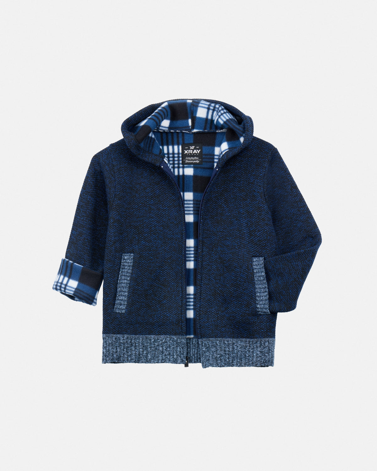 #XRSWB3101596 Boy's Fleece Lined Full Zipper Knitted Hoodie Sweater-thumbmail-15