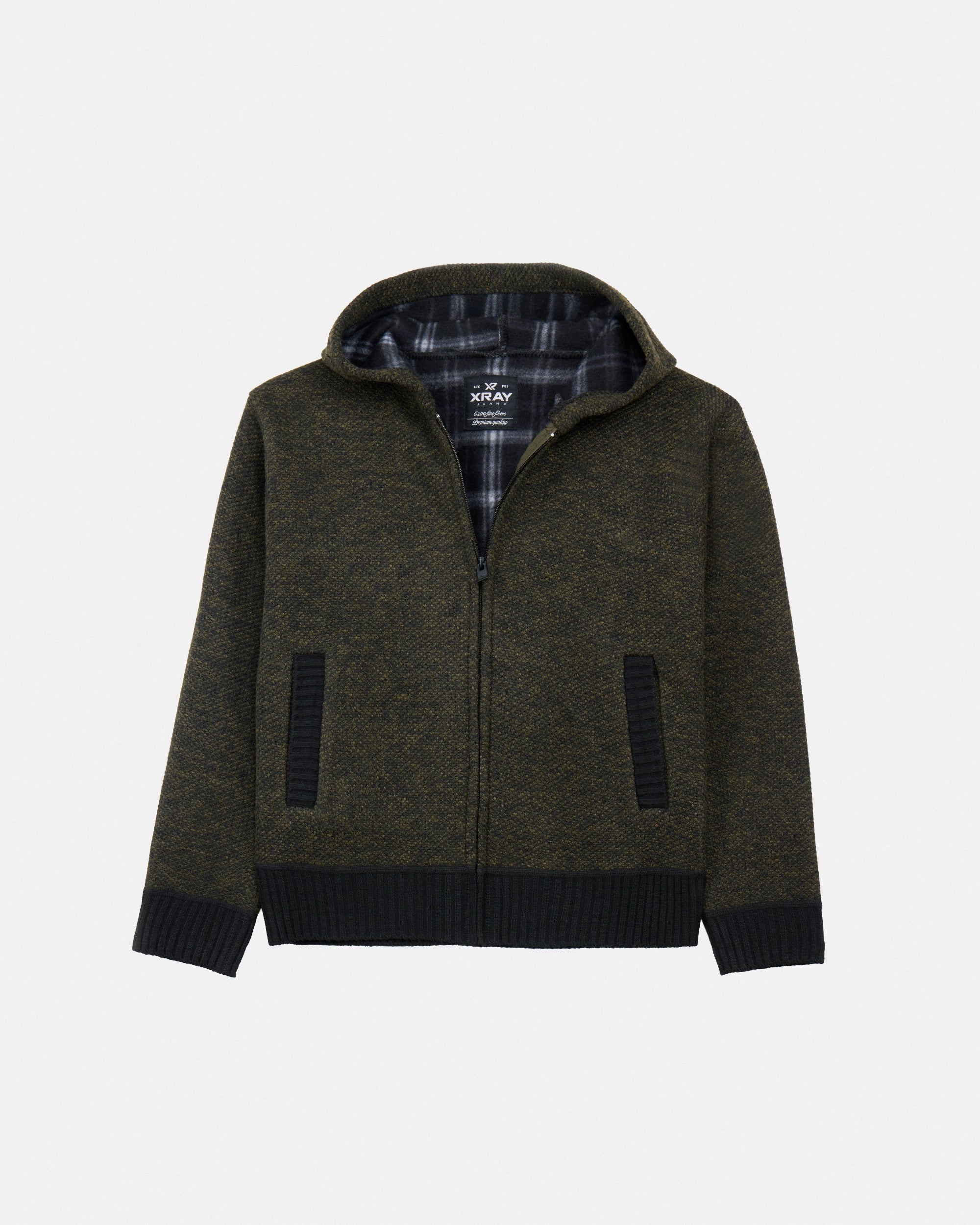 #XRSWB3101596 Boy's Fleece Lined Full Zipper Knitted Hoodie Sweater-thumbmail-19
