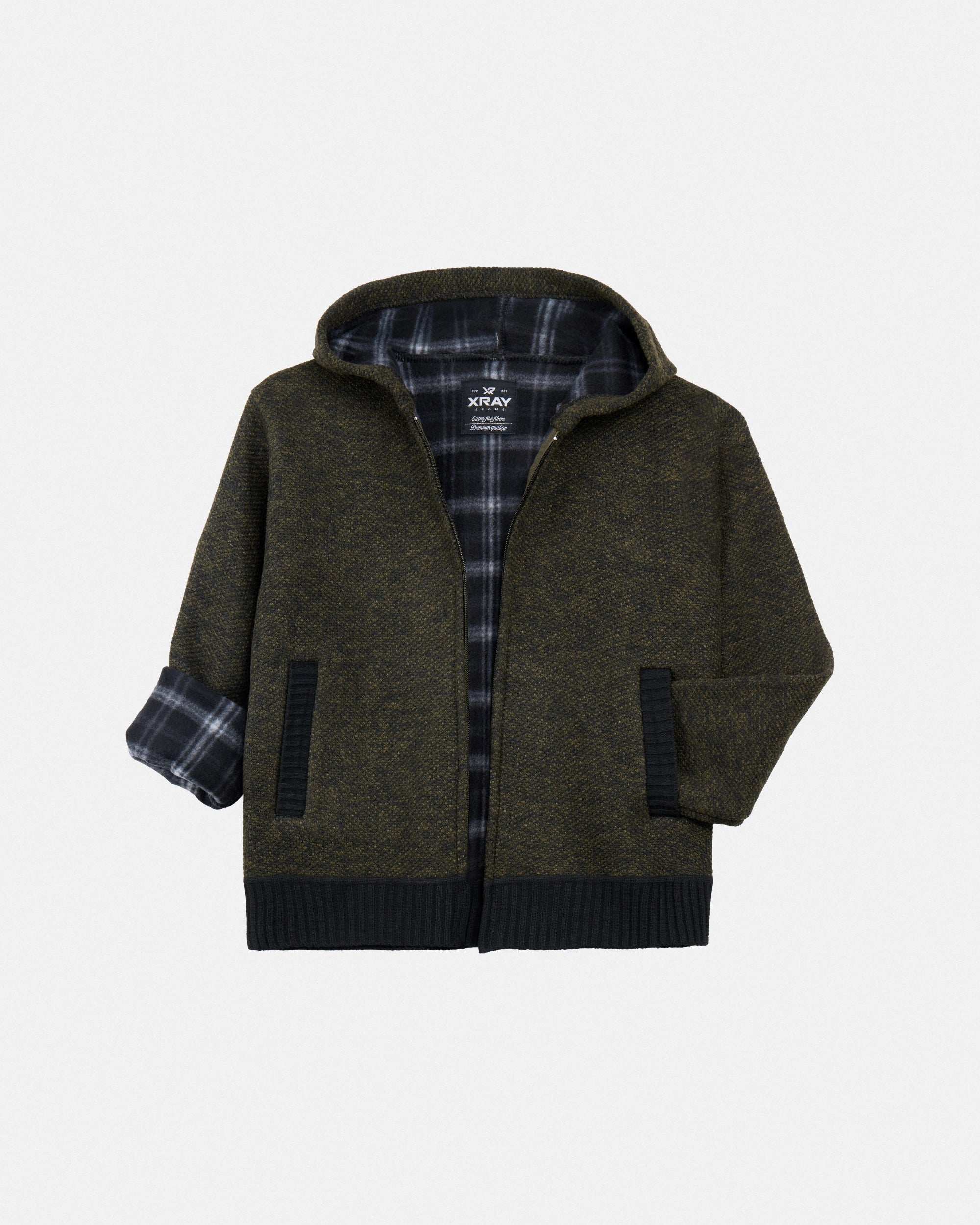 #XRSWB3101596 Boy's Fleece Lined Full Zipper Knitted Hoodie Sweater-thumbmail-21