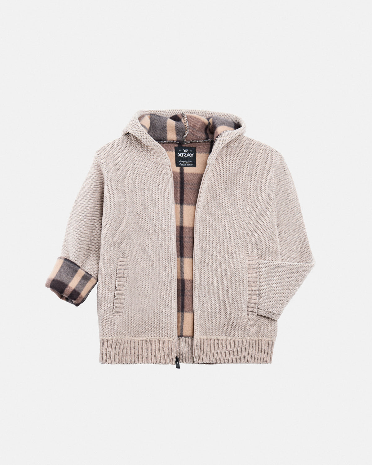 #XRSWB3101597 Boy's Fleece Lined Full Zip Chenille Knitted Hoodie Sweater-thumbmail-3