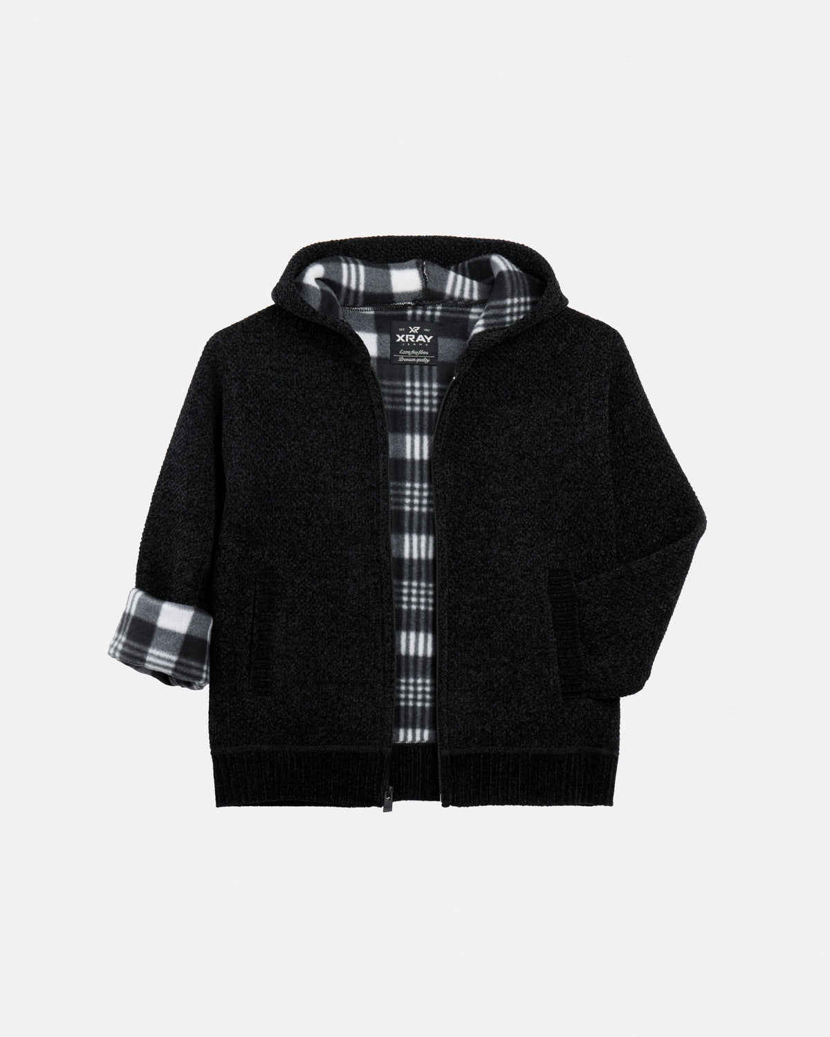 #XRSWB3101597 Boy's Fleece Lined Full Zip Chenille Knitted Hoodie Sweater-thumbmail-9