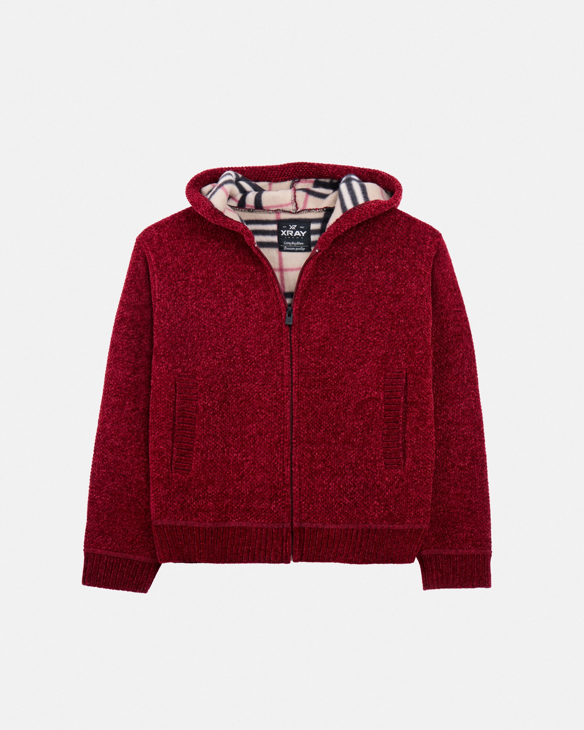 #XRSWB3101597 Boy's Fleece Lined Full Zip Chenille Knitted Hoodie Sweater-thumbmail-19