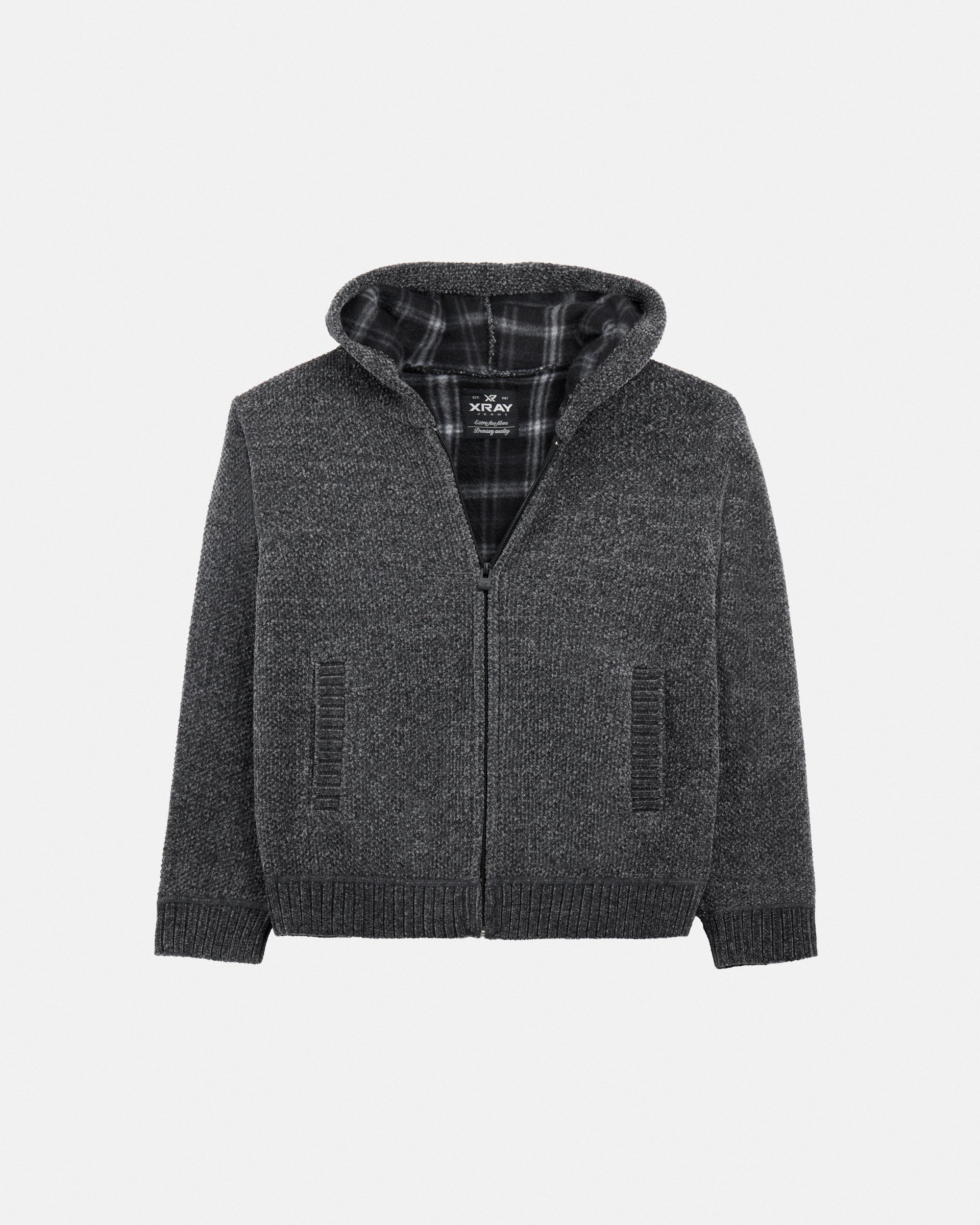 #XRSWB3101597 Boy's Fleece Lined Full Zip Chenille Knitted Hoodie Sweater-thumbmail-25