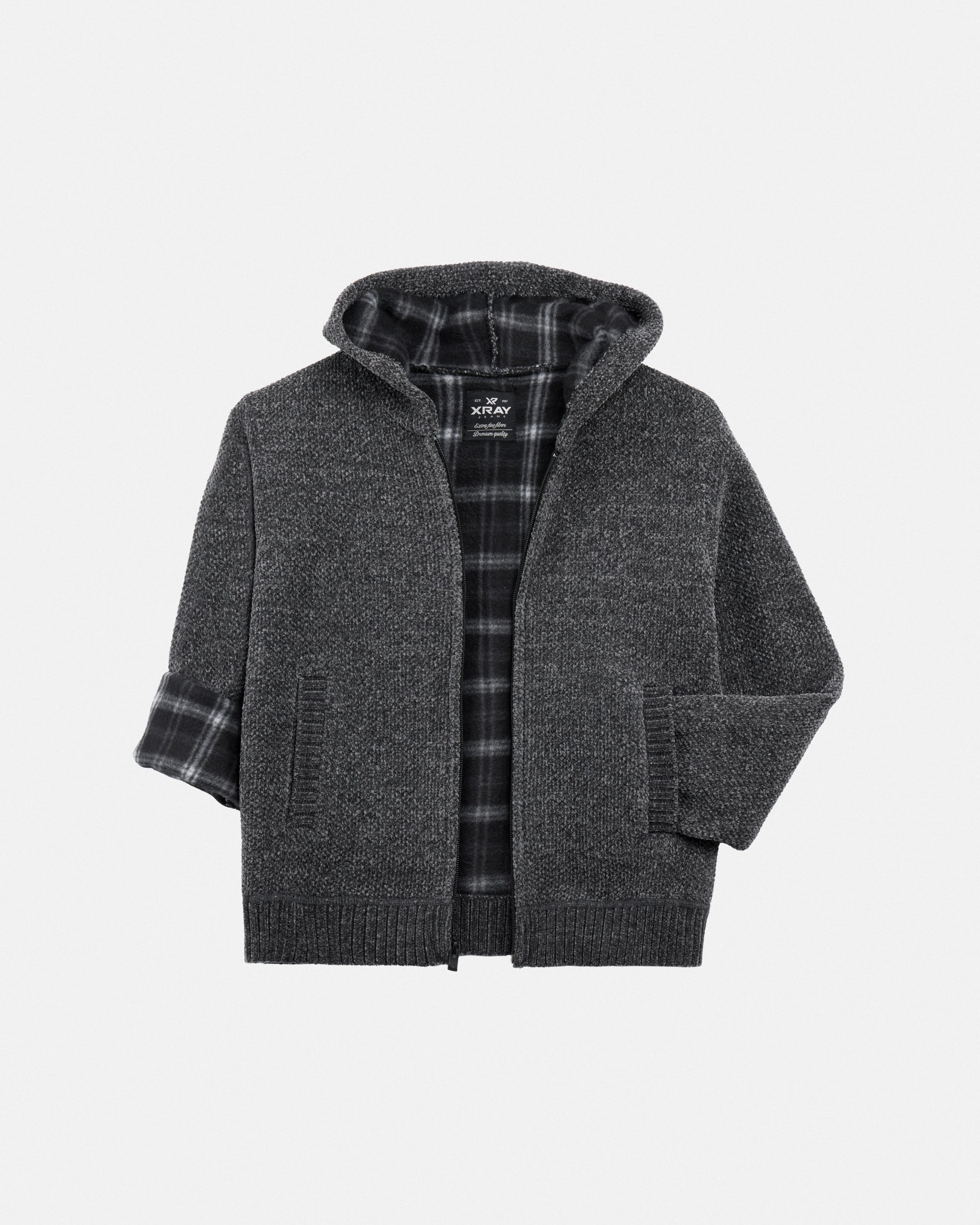 #XRSWB3101597 Boy's Fleece Lined Full Zip Chenille Knitted Hoodie Sweater-thumbmail-27