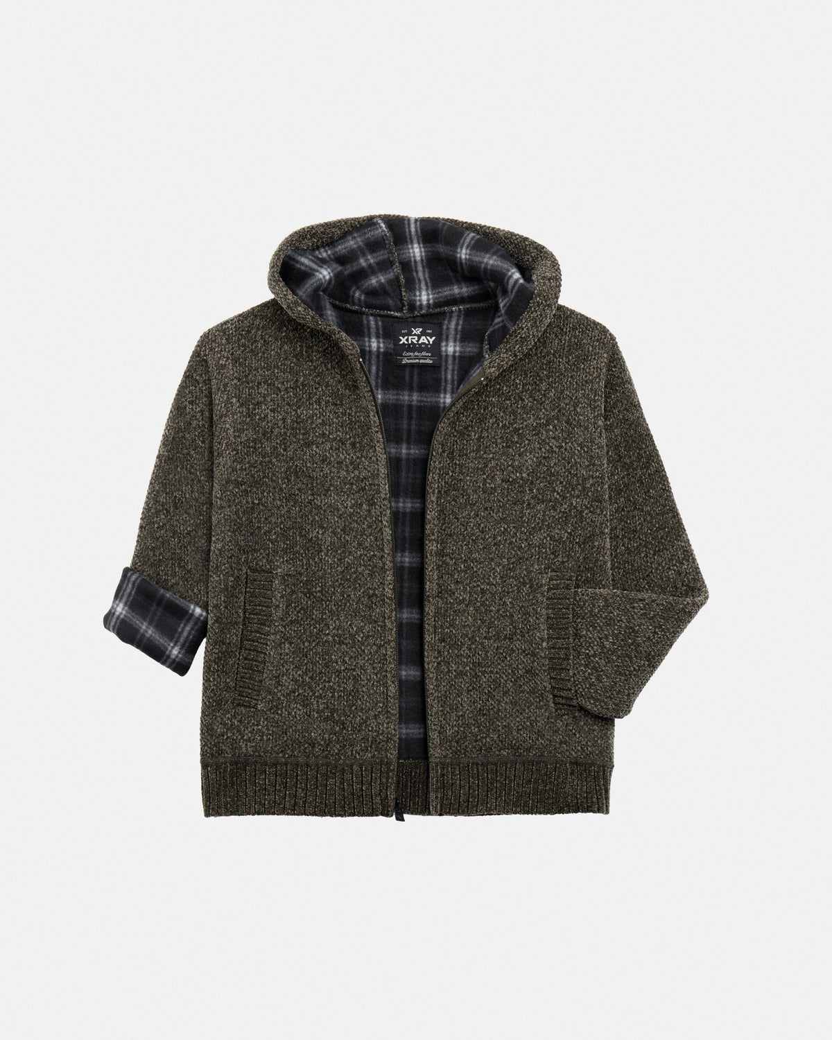 #XRSWB3101597 Boy's Fleece Lined Full Zip Chenille Knitted Hoodie Sweater-thumbmail-39