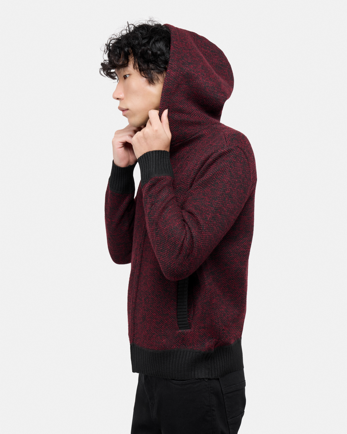 #XRSWM-34081 Fleece Lined Full Zip Knitted Hoodie Sweater-thumbmail-21