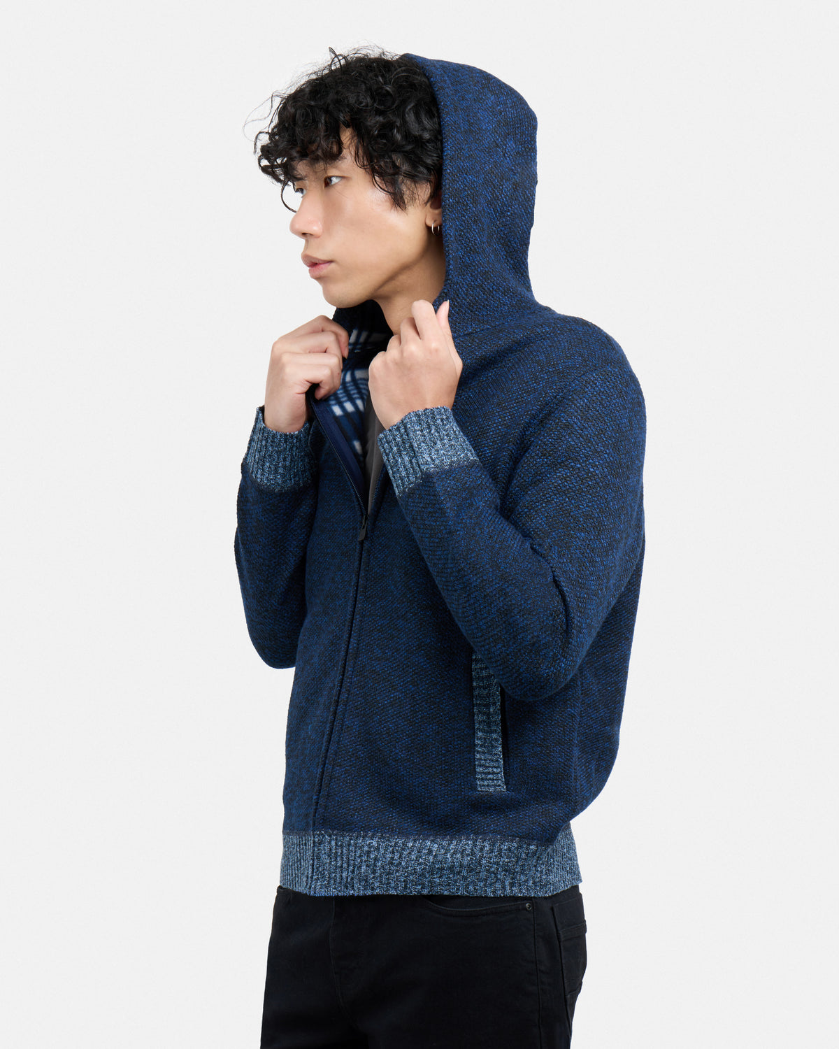 #XRSWM-34081 Fleece Lined Full Zip Knitted Hoodie Sweater-thumbmail-27