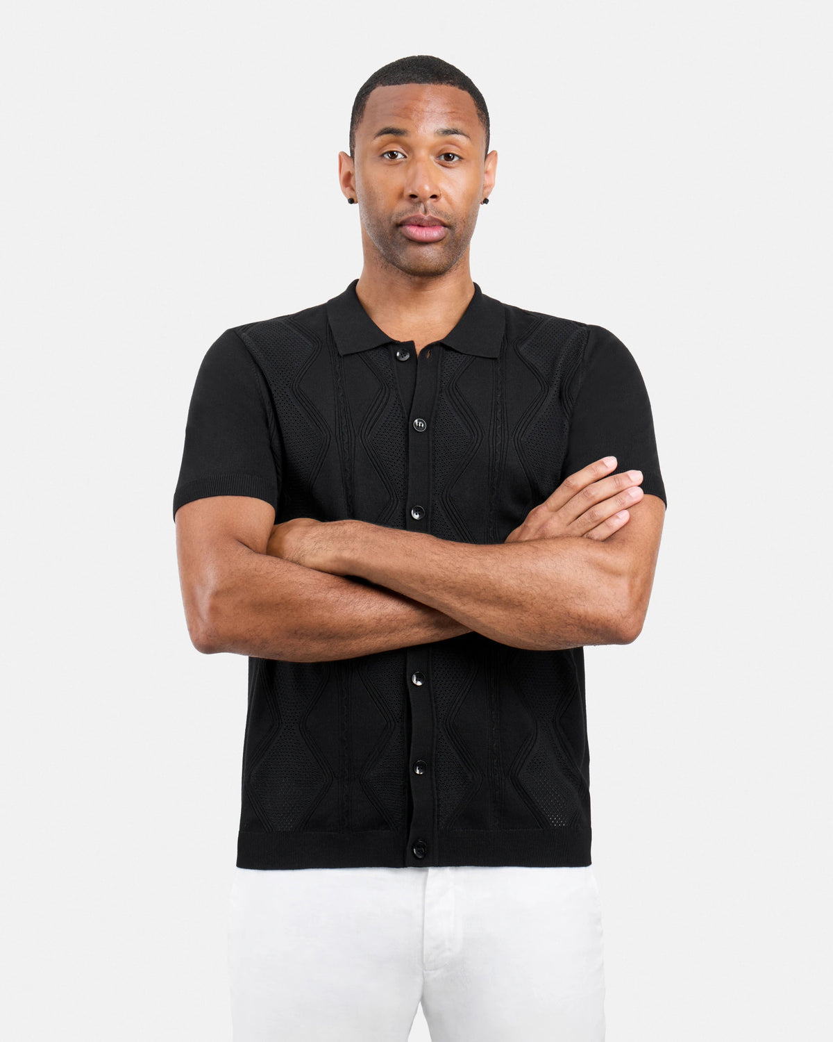 #XRSWM3101630 Textured Button Down Sweater Polo Shirt-thumbmail-5