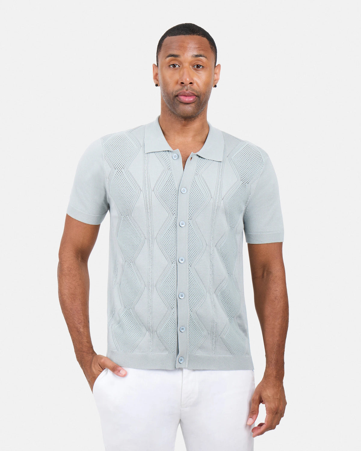 #XRSWM3101630 Textured Button Down Sweater Polo Shirt-thumbmail-9