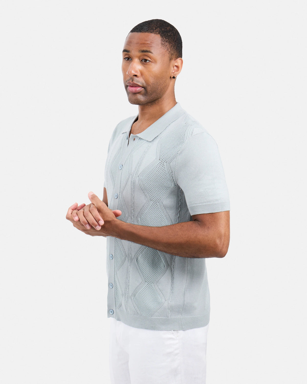 #XRSWM3101630 Textured Button Down Sweater Polo Shirt-thumbmail-11
