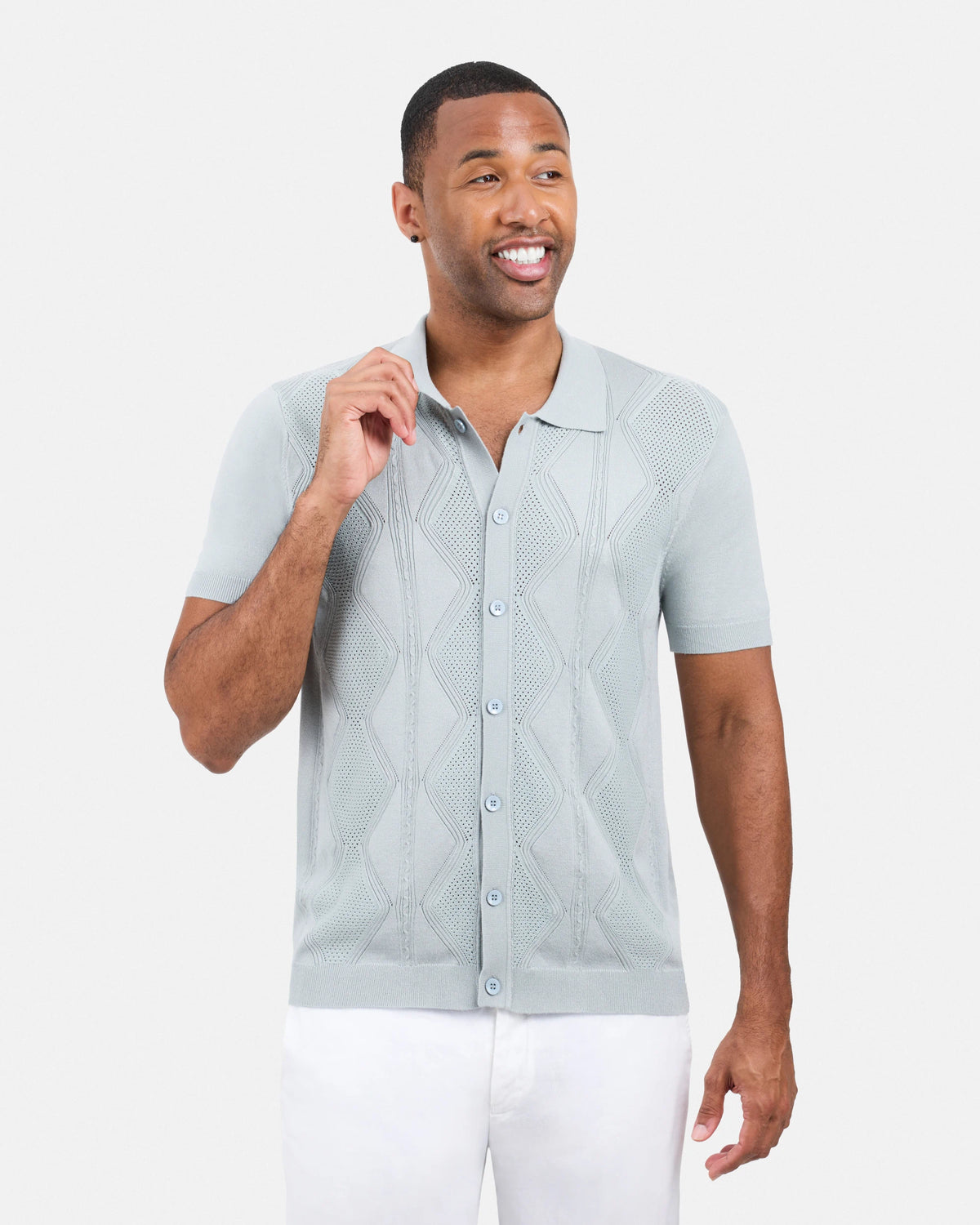 #XRSWM3101630 Textured Button Down Sweater Polo Shirt-thumbmail-12