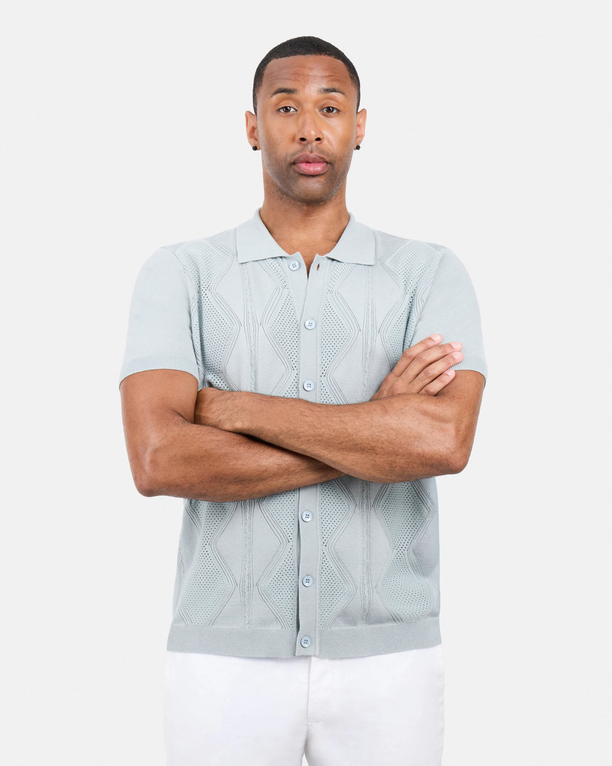 #XRSWM3101630 Textured Button Down Sweater Polo Shirt-thumbmail-13