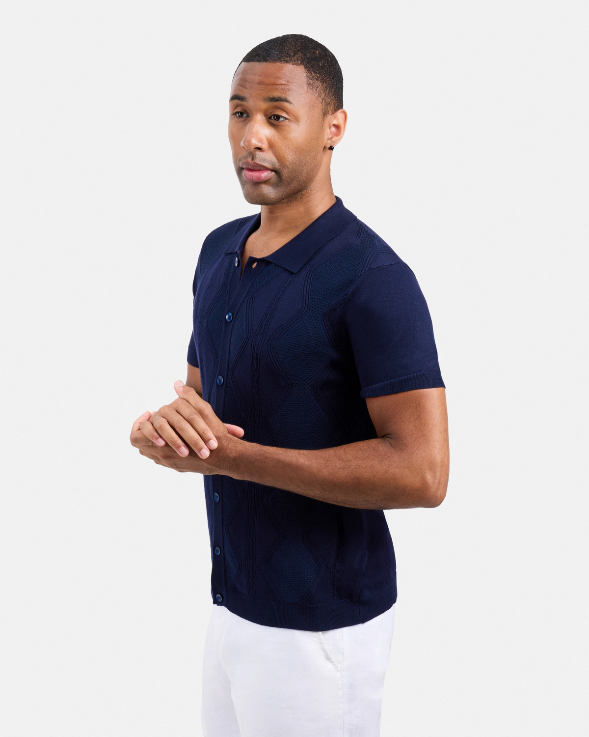#XRSWM3101630 Textured Button Down Sweater Polo Shirt-thumbmail-17