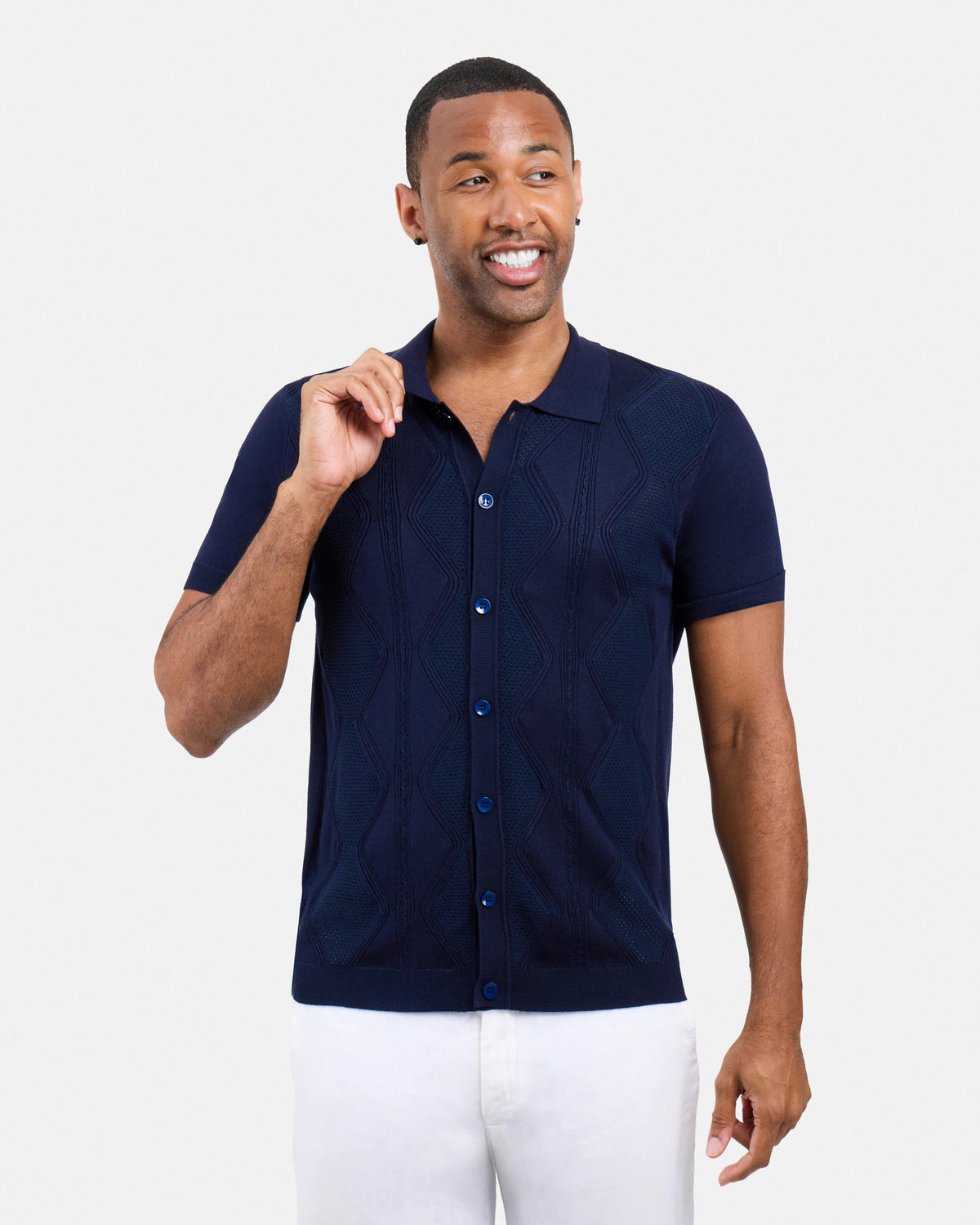 #XRSWM3101630 Textured Button Down Sweater Polo Shirt-thumbmail-21