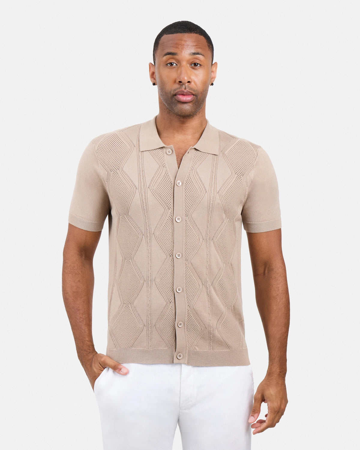 #XRSWM3101630 Textured Button Down Sweater Polo Shirt-thumbmail-33