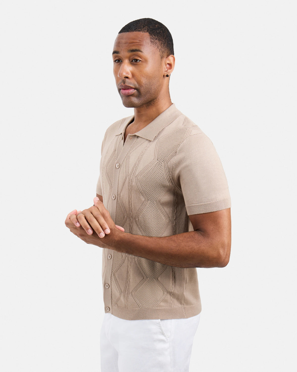 #XRSWM3101630 Textured Button Down Sweater Polo Shirt-thumbmail-35