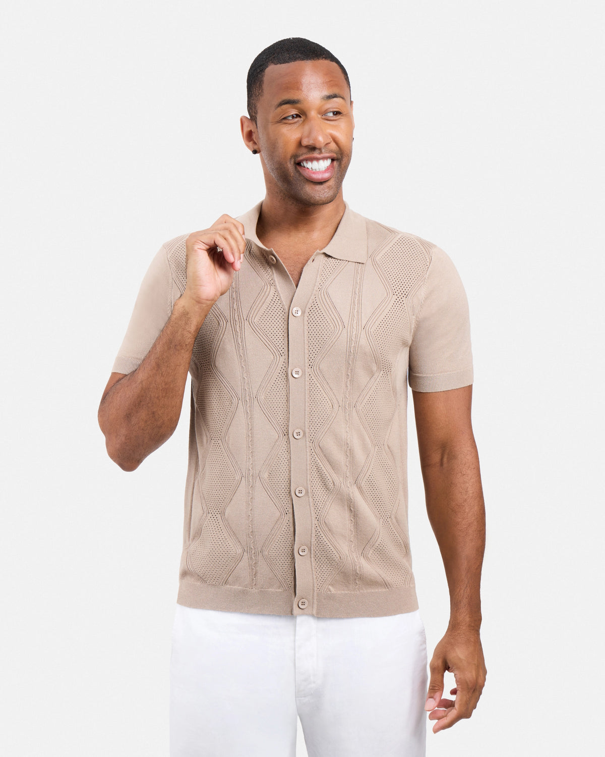 #XRSWM3101630 Textured Button Down Sweater Polo Shirt-thumbmail-36