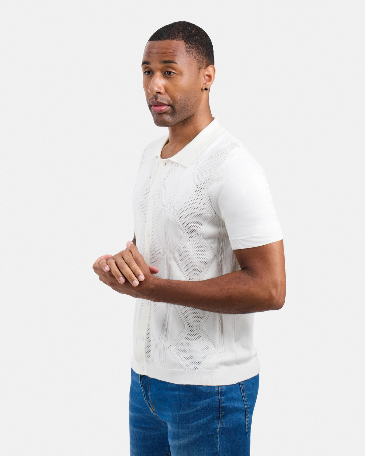 #XRSWM3101630 Textured Button Down Sweater Polo Shirt-thumbmail-27