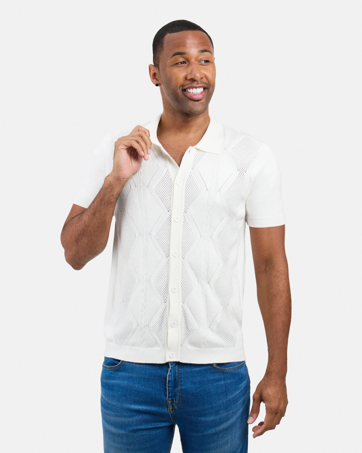 #XRSWM3101630 Textured Button Down Sweater Polo Shirt-thumbmail-29