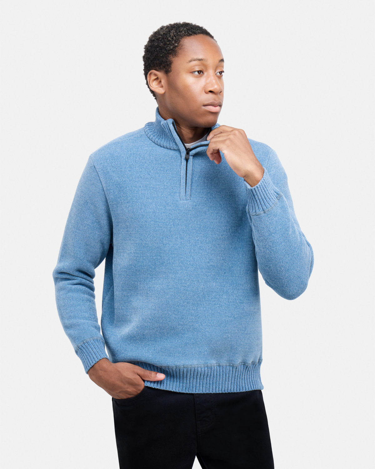 #XRSWM3102415 Fleece Lined Quilted Zipper Chenille Sweater-thumbmail-12
