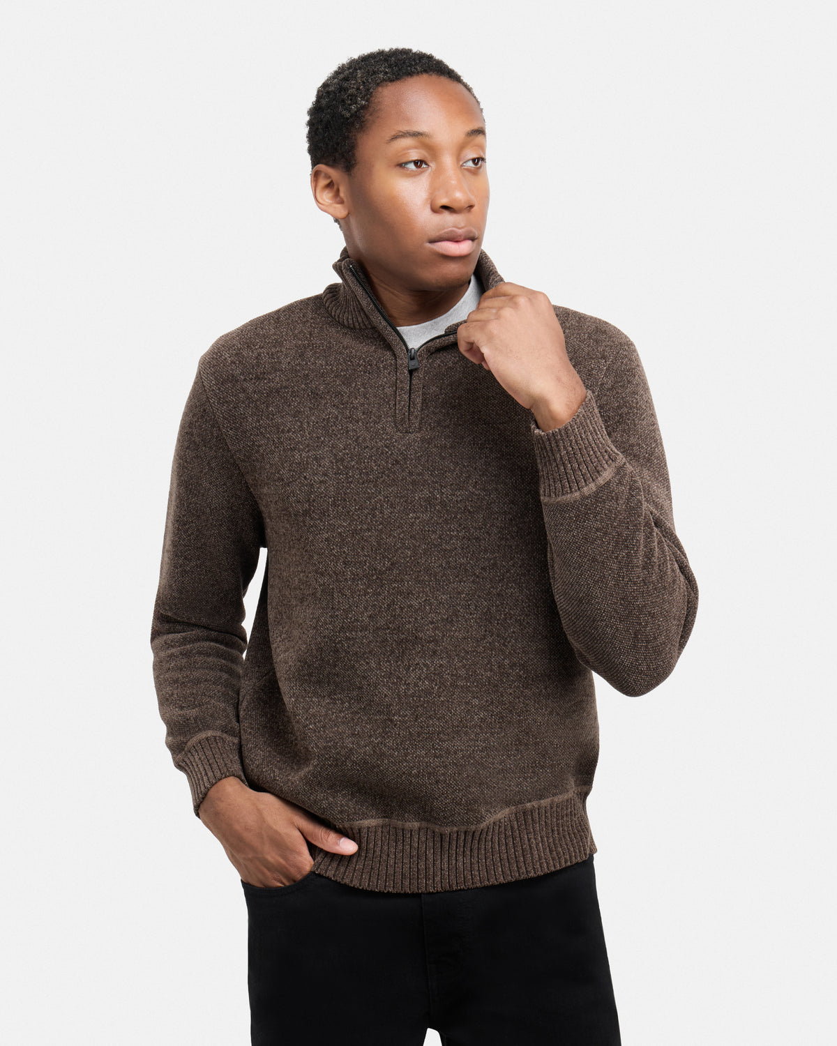 #XRSWM3102415 Fleece Lined Quilted Zipper Chenille Sweater-thumbmail-21