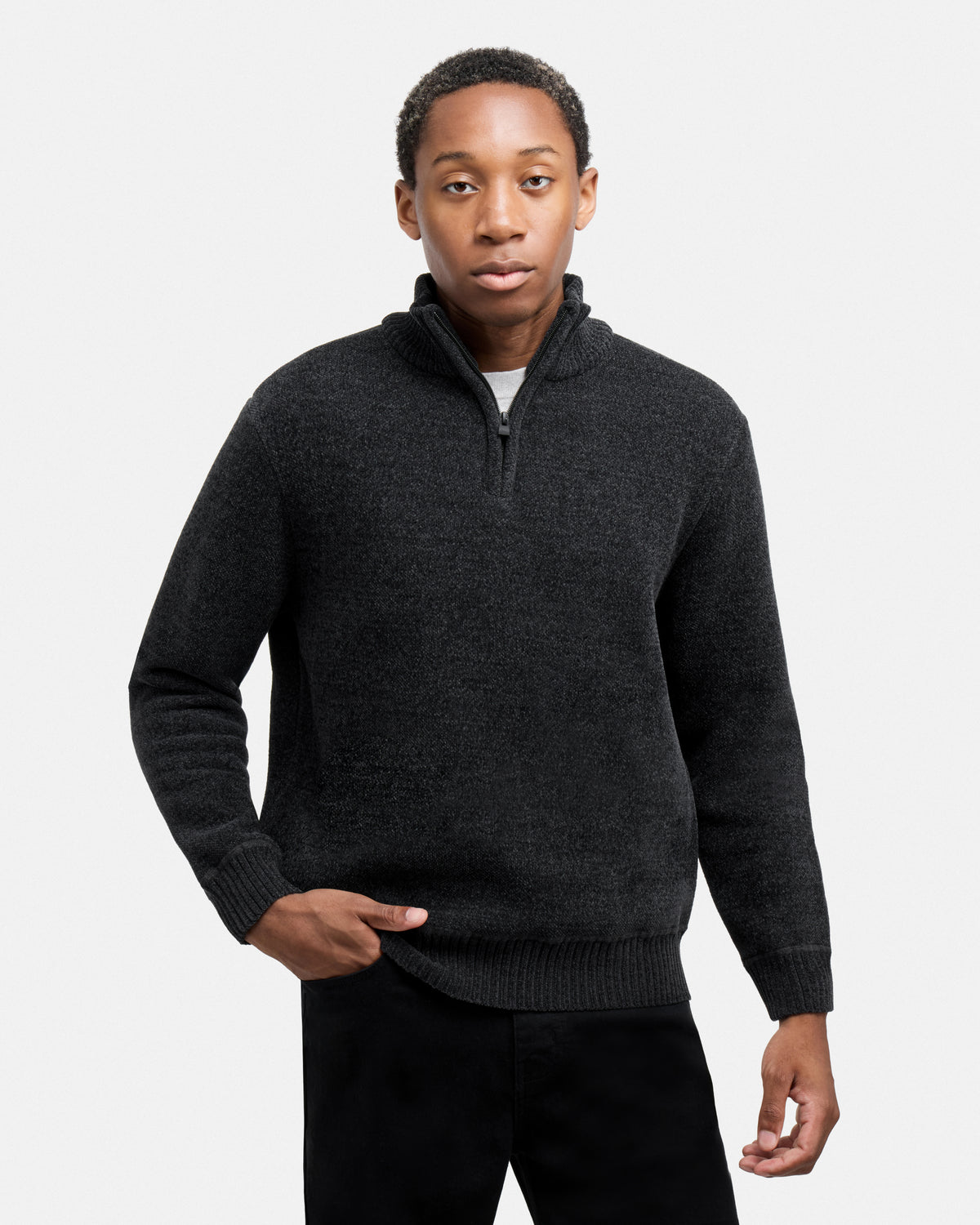 #XRSWM3102415 Fleece Lined Quilted Zipper Chenille Sweater-thumbmail-25