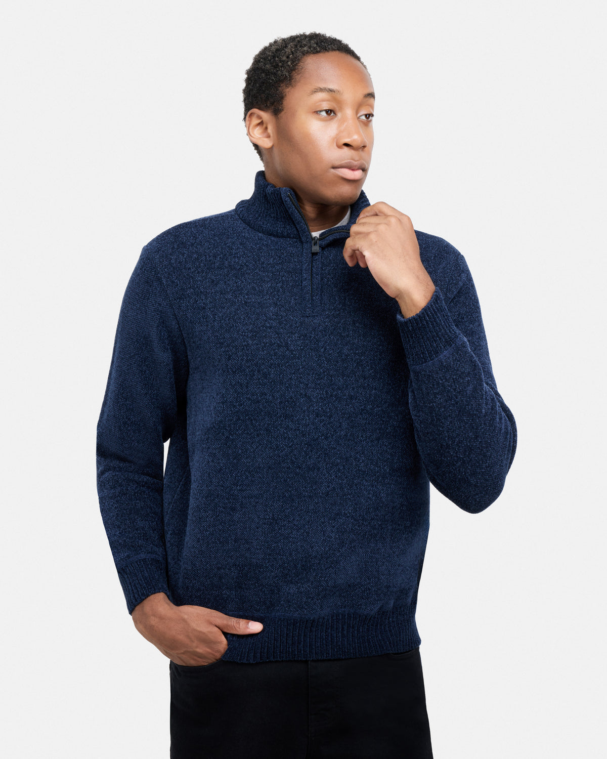 #XRSWM3102415 Fleece Lined Quilted Zipper Chenille Sweater-thumbmail-37