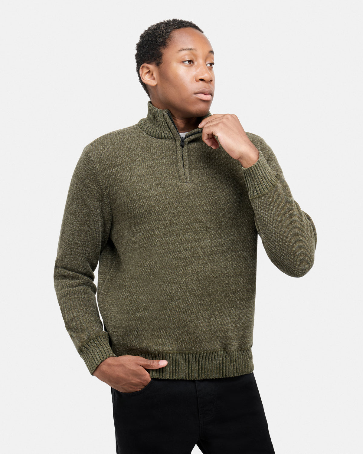 #XRSWM3102415 Fleece Lined Quilted Zipper Chenille Sweater-thumbmail-53