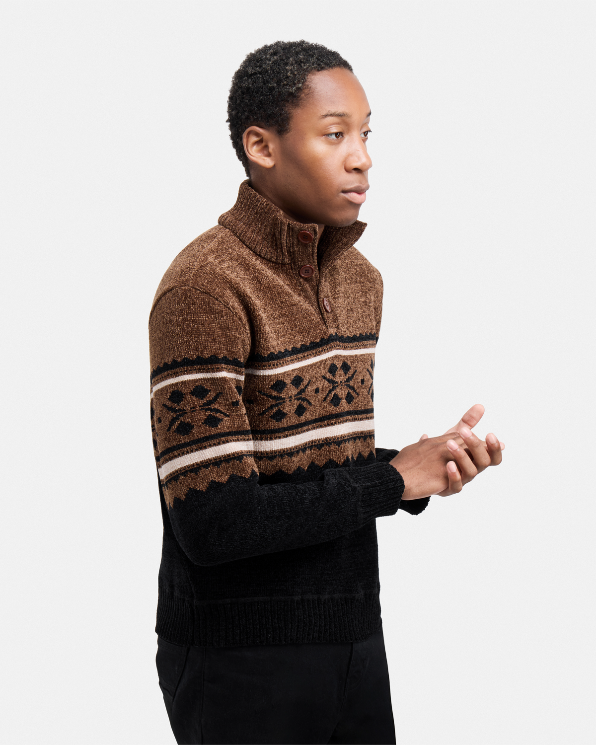 #XRSWM3102490 Men's Mock Neck Chenille Sweater-thumbmail-3