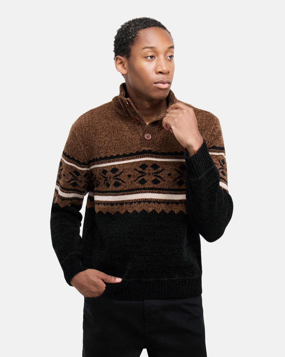 #XRSWM3102490 Men's Mock Neck Chenille Sweater-thumbmail-4
