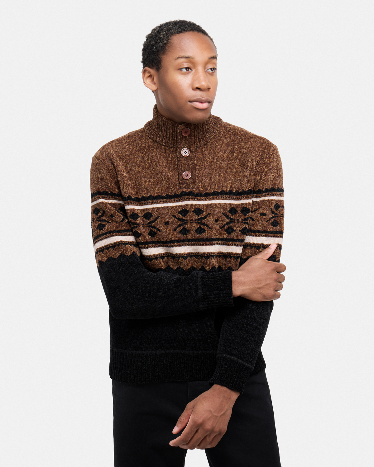 #XRSWM3102490 Men's Mock Neck Chenille Sweater-thumbmail-5