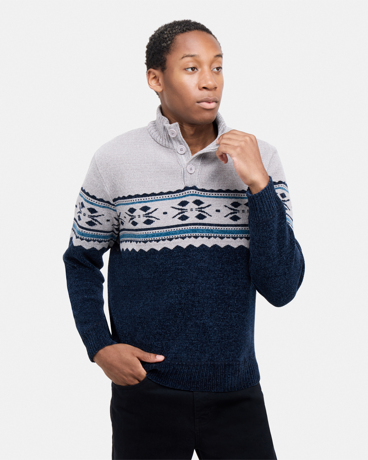 #XRSWM3102490 Men's Mock Neck Chenille Sweater-thumbmail-13