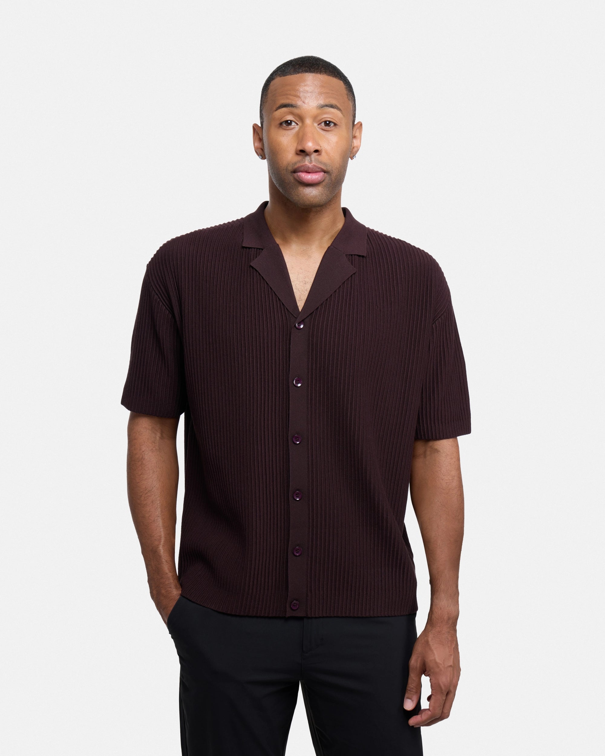 #XRTP8100642 Vertical Ottoman Camp Collar Sweater Polo