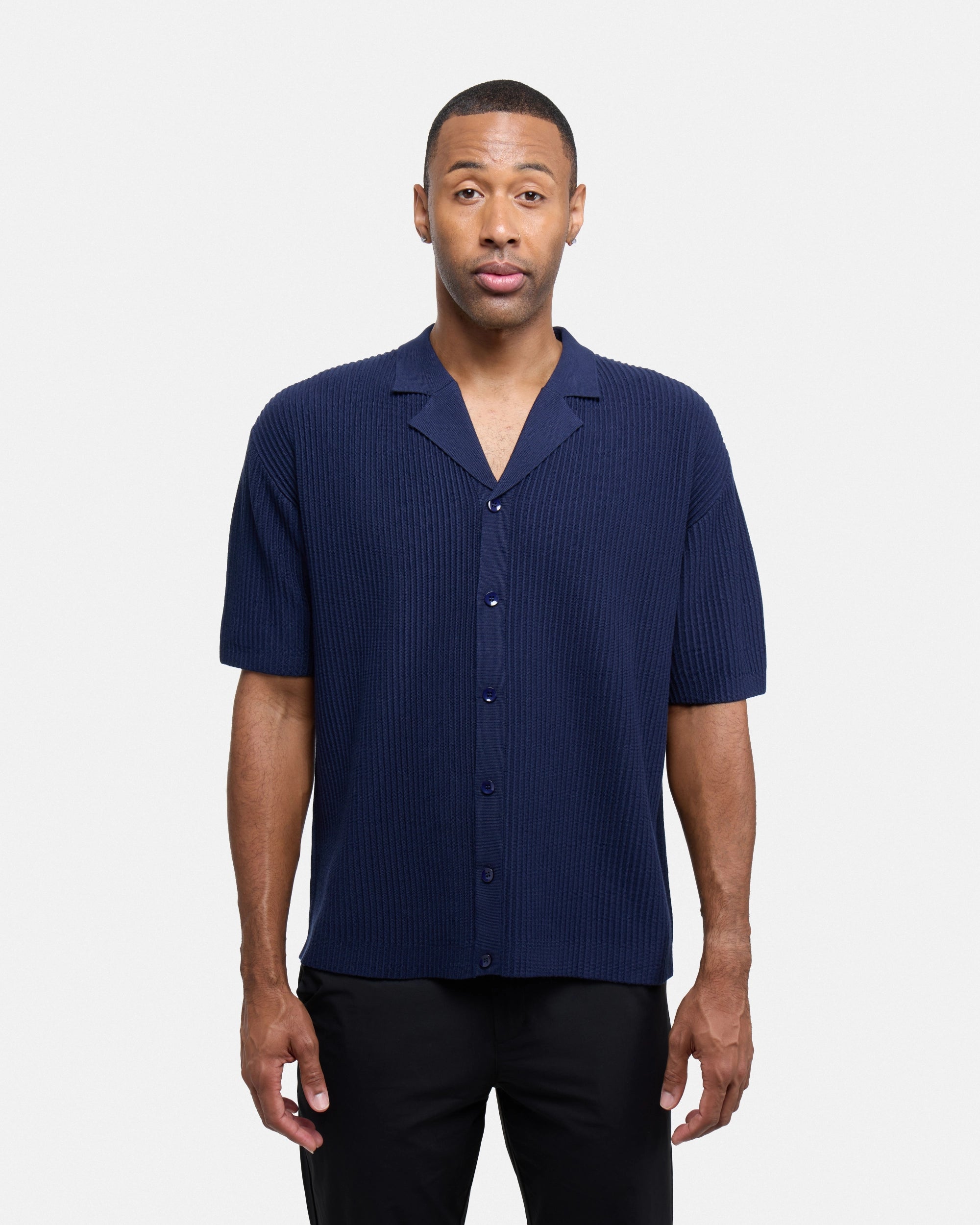 #XRTP8100642 Vertical Ottoman Camp Collar Sweater Polo