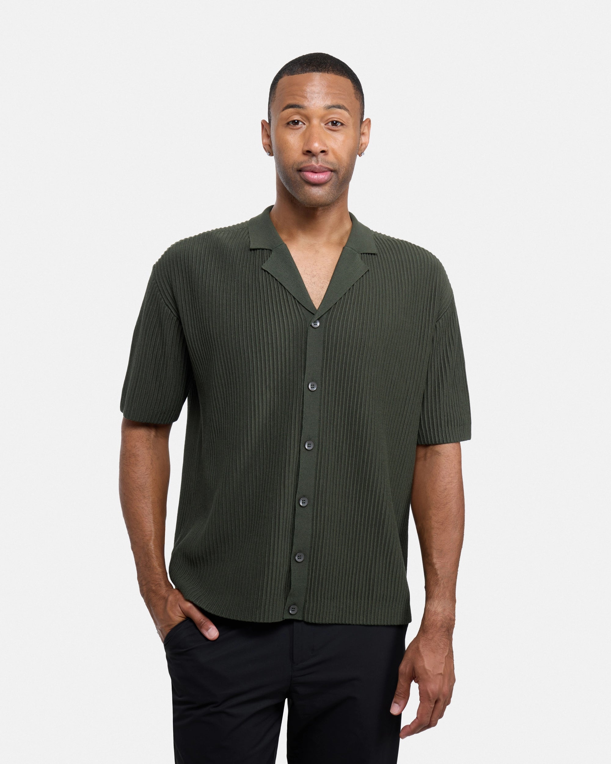 #XRTP8100642 Vertical Ottoman Camp Collar Sweater Polo