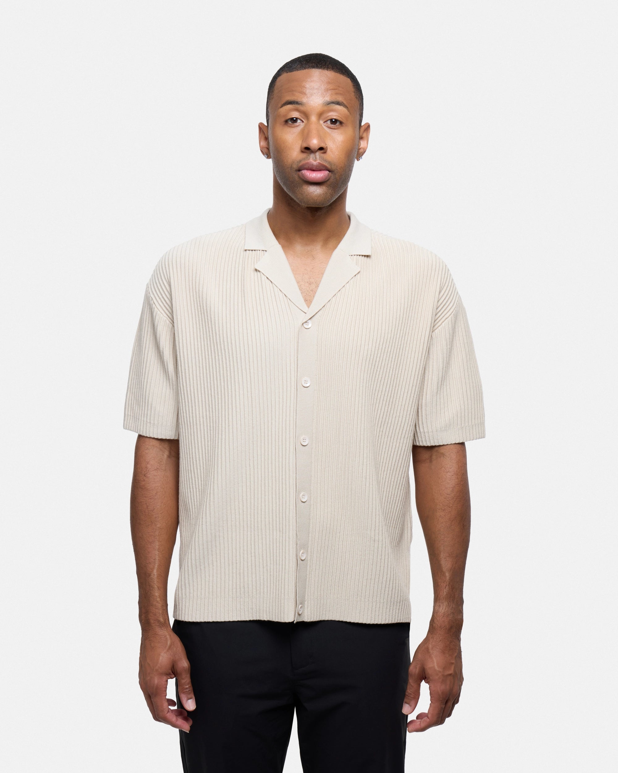 #XRTP8100642 Vertical Ottoman Camp Collar Sweater Polo