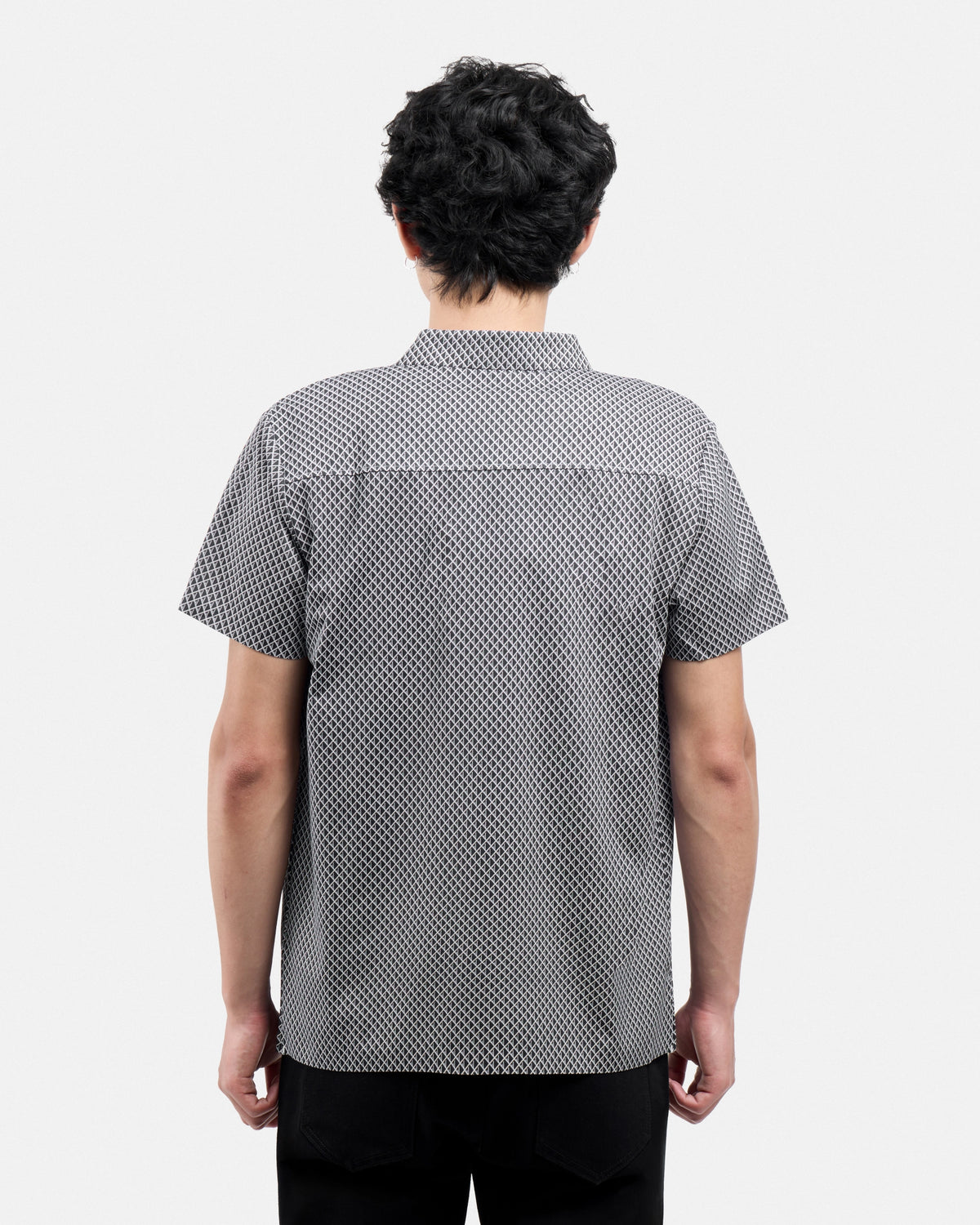 #XRTPM8101739 Diamond Line Printed Short Sleeve Button-Up Shirt-thumbmail-2