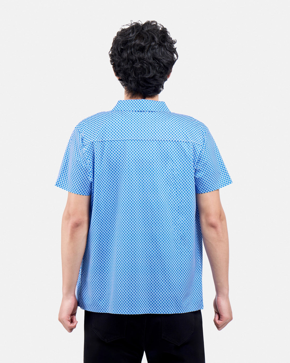 #XRTPM8101739 Diamond Line Printed Short Sleeve Button-Up Shirt-thumbmail-10